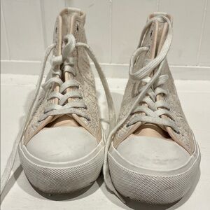 American Eagle Outfitters Beige Lace High-Top Sneakers